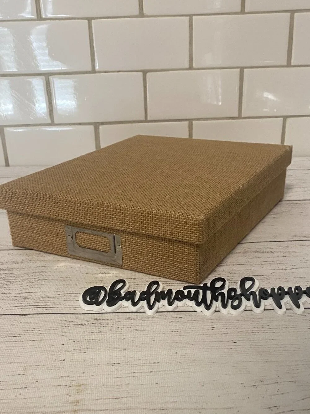 Brown Tan Burlap Vintage Inspired Photo Storage or Display Box